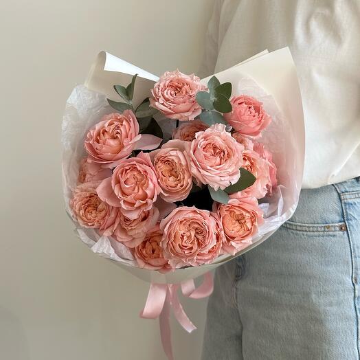 Монобукет из кустовой пионовидной розы🌸