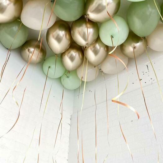 Шарики под потолок(оливковый,золото хром,бежевые) 28 штук