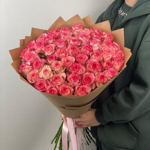 Моно букет из 49 розовых роз