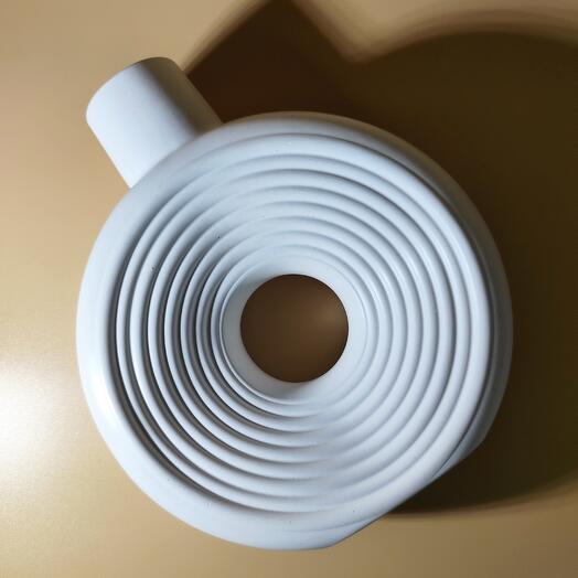 Гипсовая ваза, для сухоцветов и искусственных цветов, матовая, 18x16 см, белая, ребристая