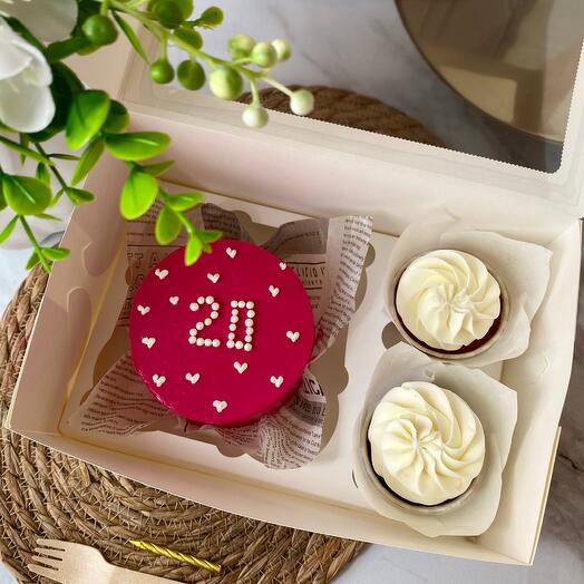 Набор бенто-торт и капкейки на день рождения happy birthday , для любимого, для девушки, для любимой
