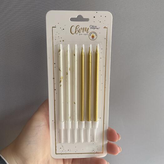 Свечи для торта золотистые 6 штук