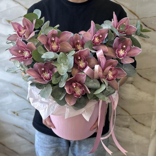 Ароматные орхидеи с эвкалиптом в коробке 💗