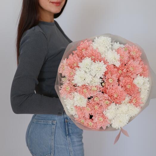 Большой букет кустовых хризантем микс 1