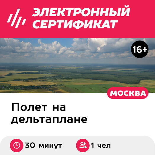 Подарочный сертификат Полет на дельталете / мотодельтаплане, 30 минут (аэродром Малино)