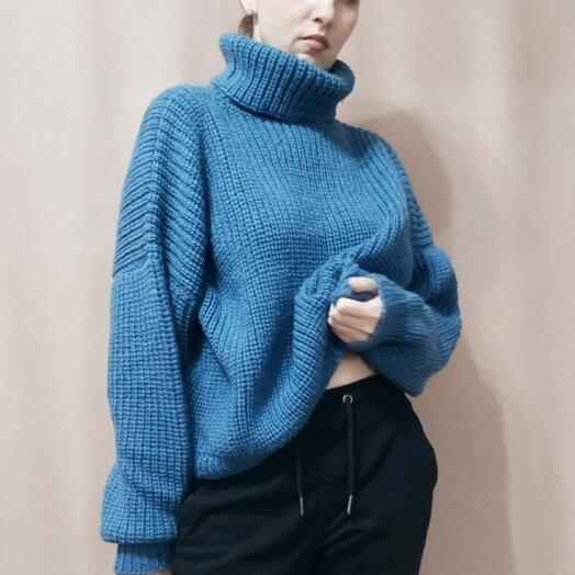 Свитер  оверсайз синий