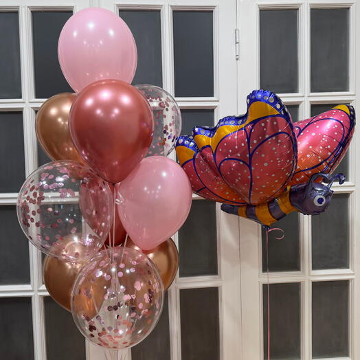 Воздушные шары для девушки бабочка гелий 11 шт. Helium balloons for women butterfly 11 pcs
