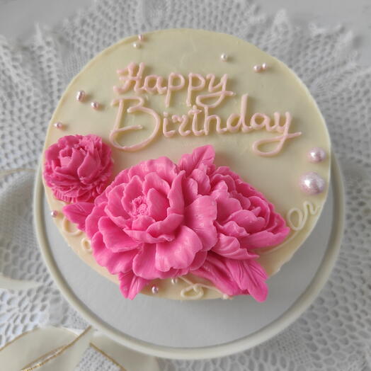 Торт Happy Birthday ПИОНЫ С ДНЕМ РОЖДЕНИЯ