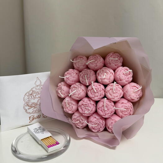 Букет из Арома свечей-пионов М2