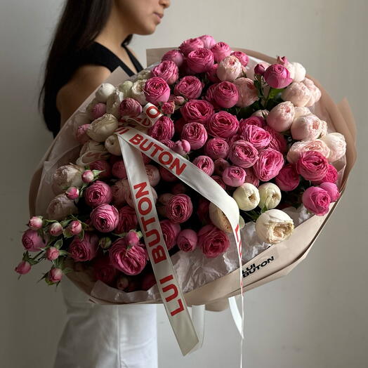 Букет «21 пионовидная кустовая роза»