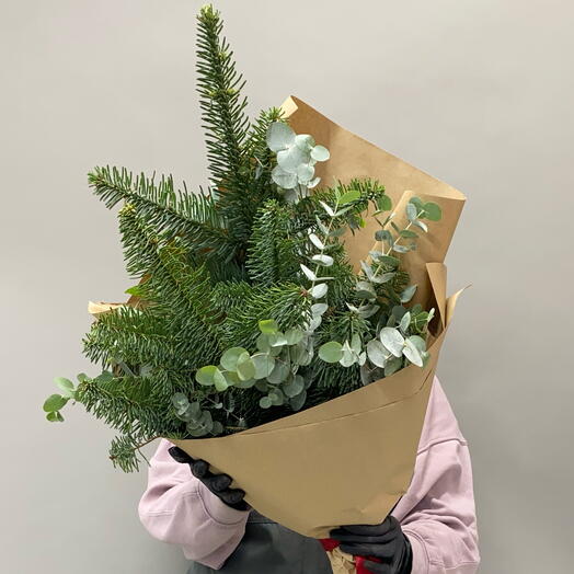 Дуо букет с нобилисом и эвкалиптом