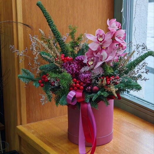 Зимняя коробочка с орхидей