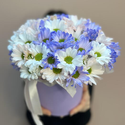 Ромашки в коробке фиолетовые💜