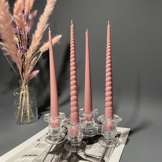 Набор из 4 свечей в Телесно-розовом цвете