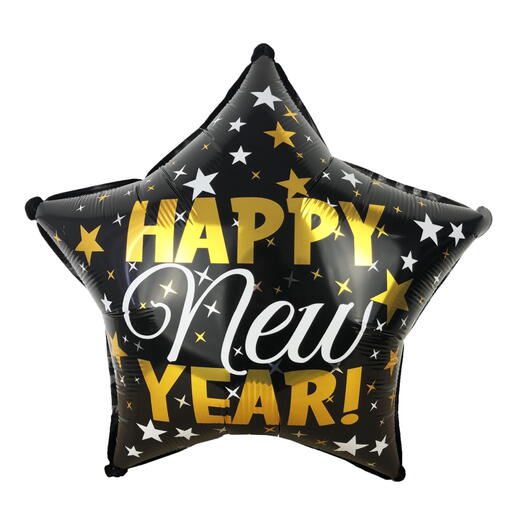 Воздушный шар Новый Год черная звезда. Helium balloon Happy new year black star
