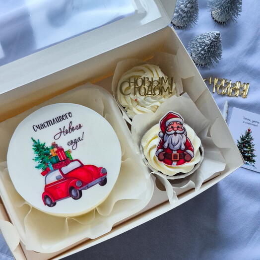 Новогодний набор "Бенто и 2 капкейка" Счастливого Нового года
