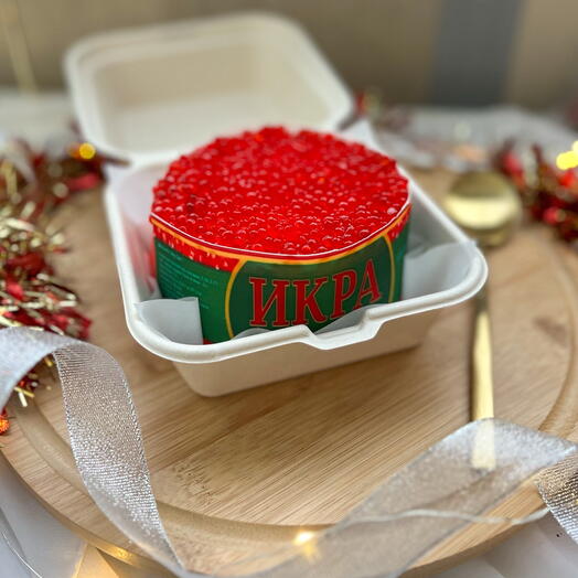Бенто торт в виде баночки икры в подарок на Новый год 🎉