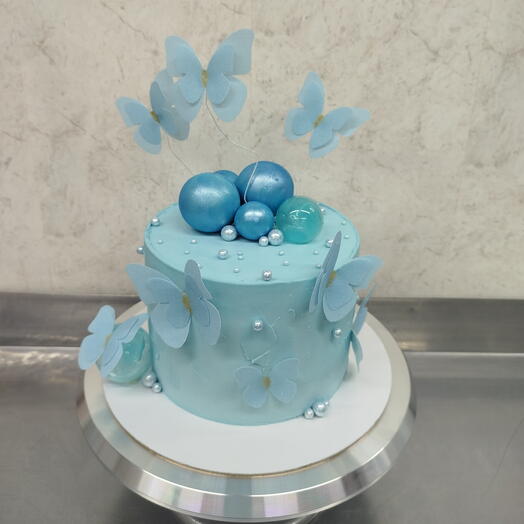 Торт с Бабочками голубой