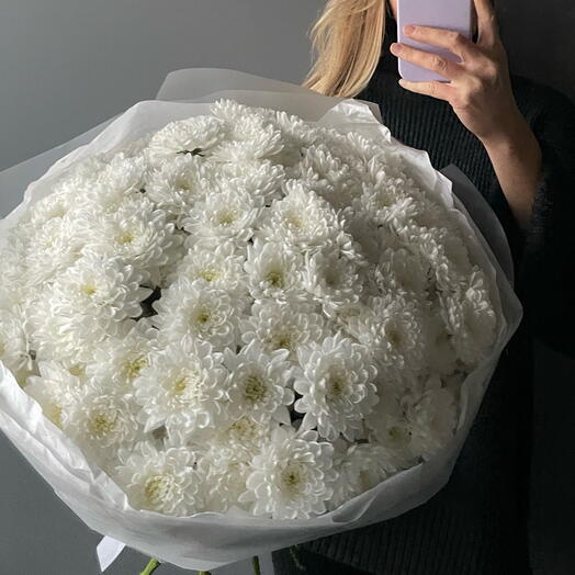 Моно букет из кустовых хризантем 🤍
