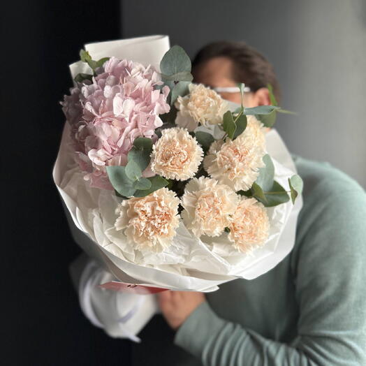 Авторский букет/гортензия/диантусы/эвкалипт/Цветы Магнитогорск/доставка Магнитогорск