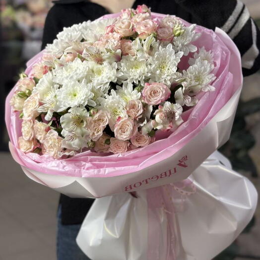 Букет сборный (альстромерия, хризантема, кустовая роза)