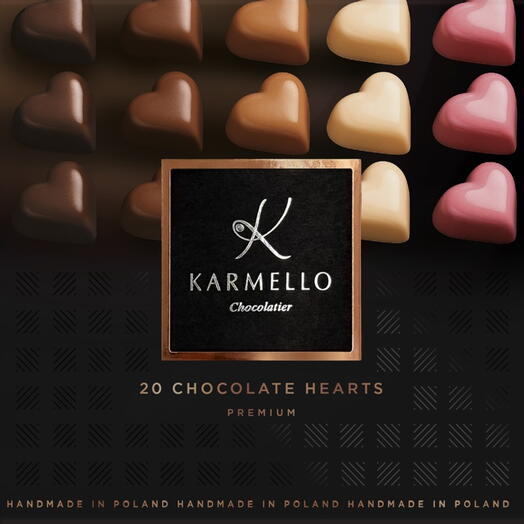 Set of chocolate hearts, mixed chocolates with filling 220 g