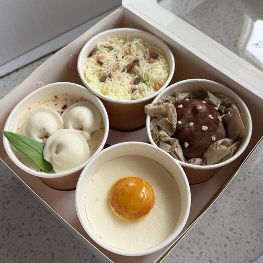 Торты в стакане лапша пельмени яичница картошка вкусный подарок сладкий сюрприз