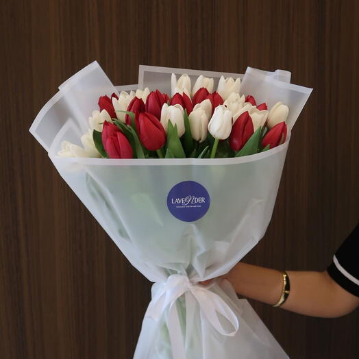 Тюльпаны красно-белые