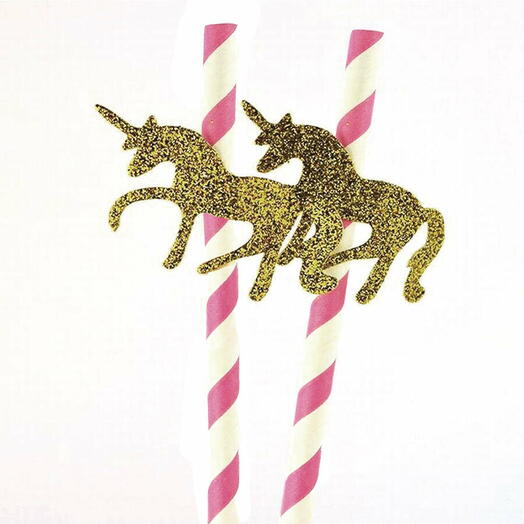 Трубочки для коктейля "Единорог" блеск 8 шт