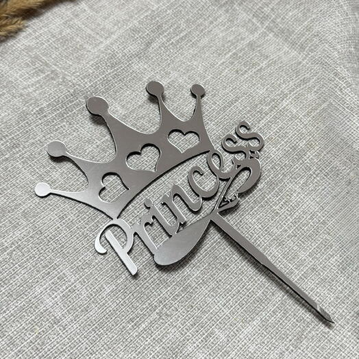 Свеча-топпер «Princess» в серебряном цвете