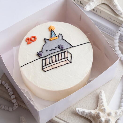 Бенто-торт «Кот за пианино» (Bongo Cat) на день рождения