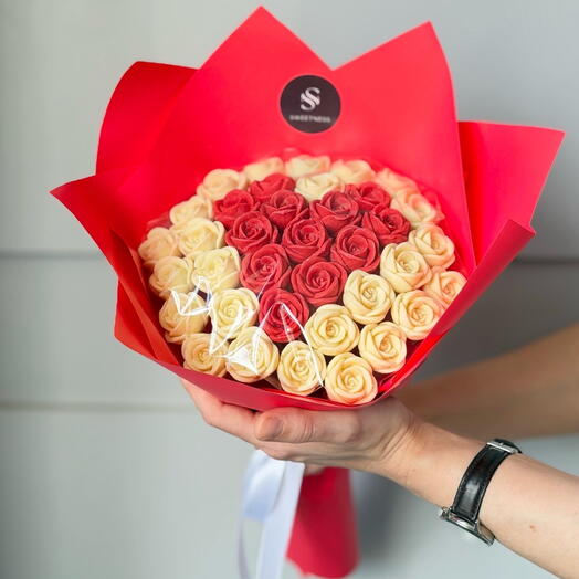 37 rosas de chocolate "Corazón" rosas de chocolate peonías ramo comestible