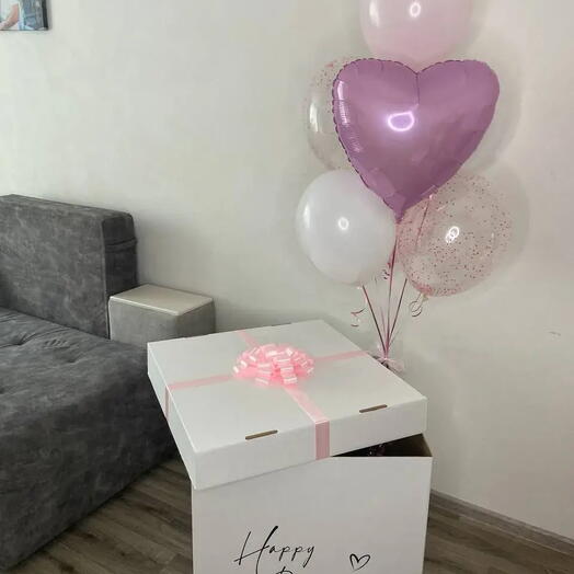 Коробка с фонтаном из 7 шаров