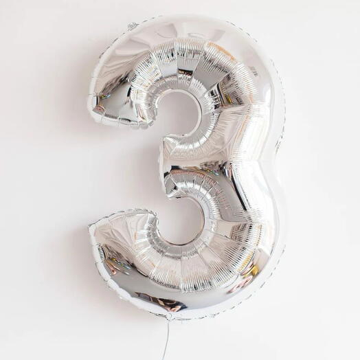 Шар цифра серебро  "3"