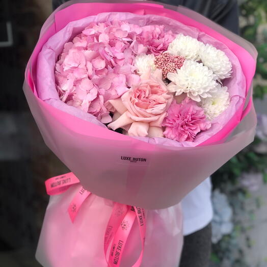 🌸🌸🌸Букет цветов с розовой Гортензией