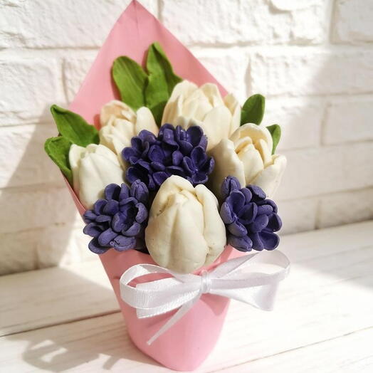 Мини букет из зефира 3
