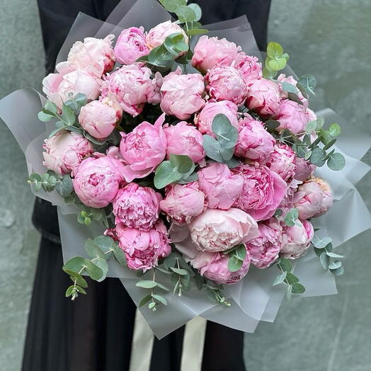 Акция❣️ 31 пион с эвкалиптом