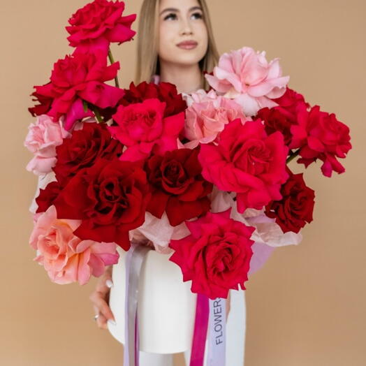 21 французская роза в шляпной коробке