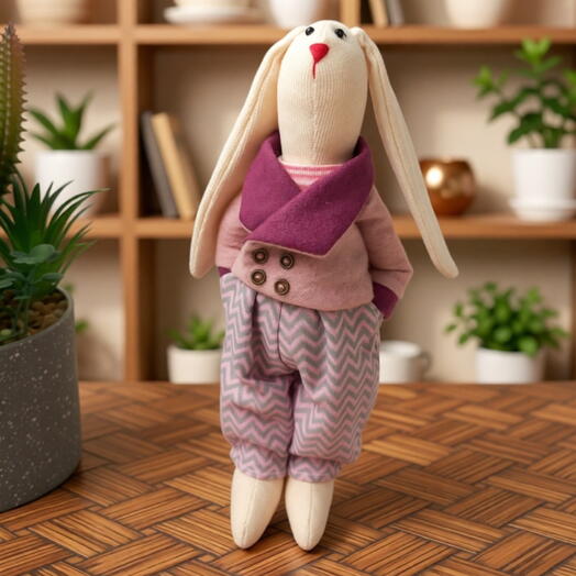 Интерьерная игрушка заяц в стиле Тильда, 19 см