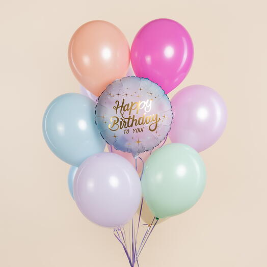 Сет из 9 Воздушных шаров "Happy Birthday"