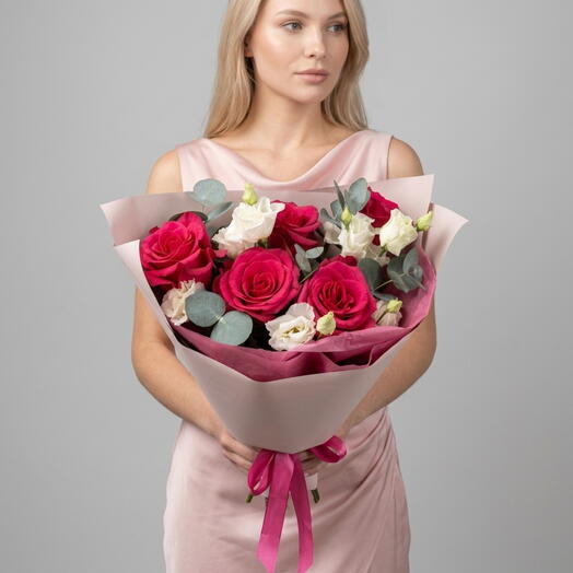 💖Букет с розами и эустомой💖