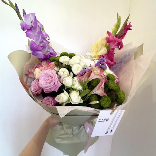 Хризантема, кустовая роза , альстромерия, гладиолус 💐
