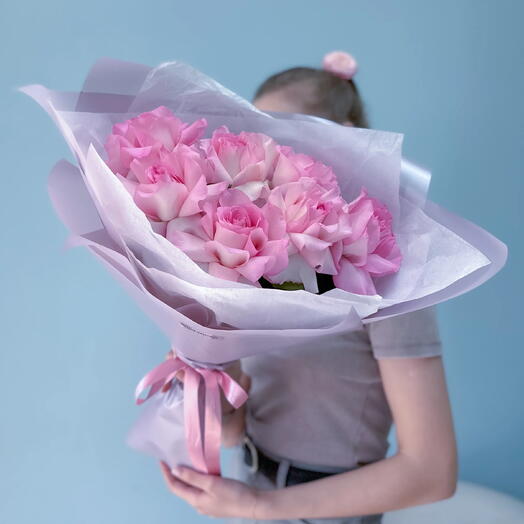 Букет из 7 французских роз Мондалла «Нежный поцелуй» 🌸 39660