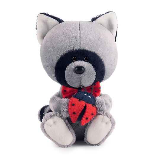 Мягкая игрушка Енот Лёка с божьей коровкой (В1), 15см