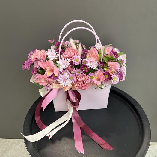 Корзина розовая микс цветов 💓