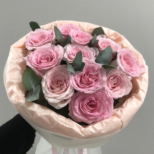 🩷Нежные 11 роз сорта Мандала в букете Bloom Room