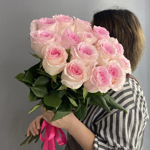 Монобукет нежный 🌸 розовая Роза Мандала 🩷🩷🩷 15 шт