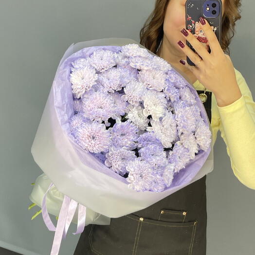 Монобукет лавандовых кустовых хризантем💜