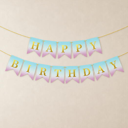 Гирлянда из флажков «Happy Birthday нежный градиент»