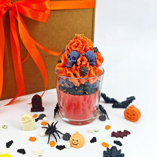 Десертная свеча в стакане на Хэллоуин Halloween